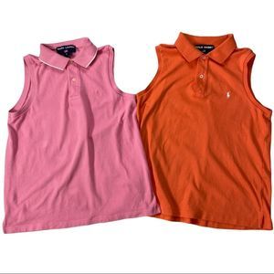 Lot Polo Sport Ralph Lauren Shirt L Large Pink Orange Sleeveless Top Golf Tennis